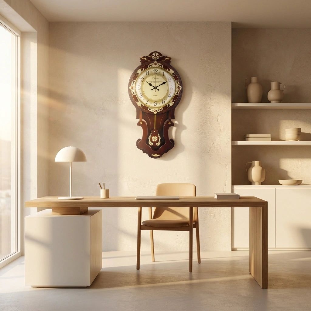 Horloge pendule bois antique photo principale