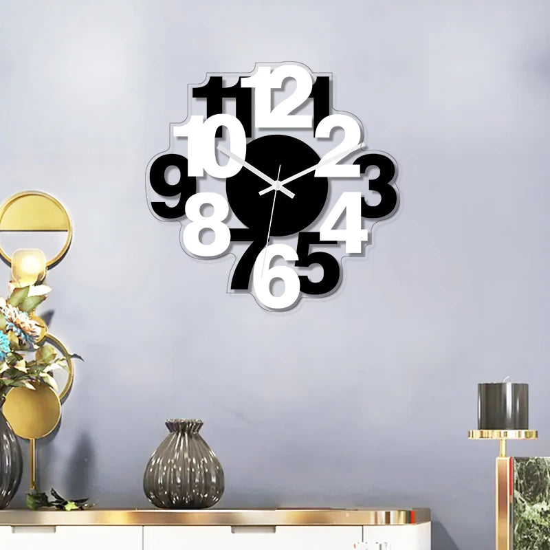 Horloge Murale Silencieuse Noire et Blanche à Chiffres Arabe
