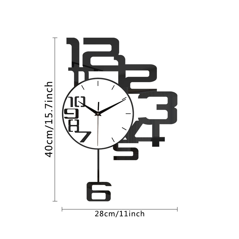 Horloge Murale SilencieuseDesign Créatif en Métal Noir