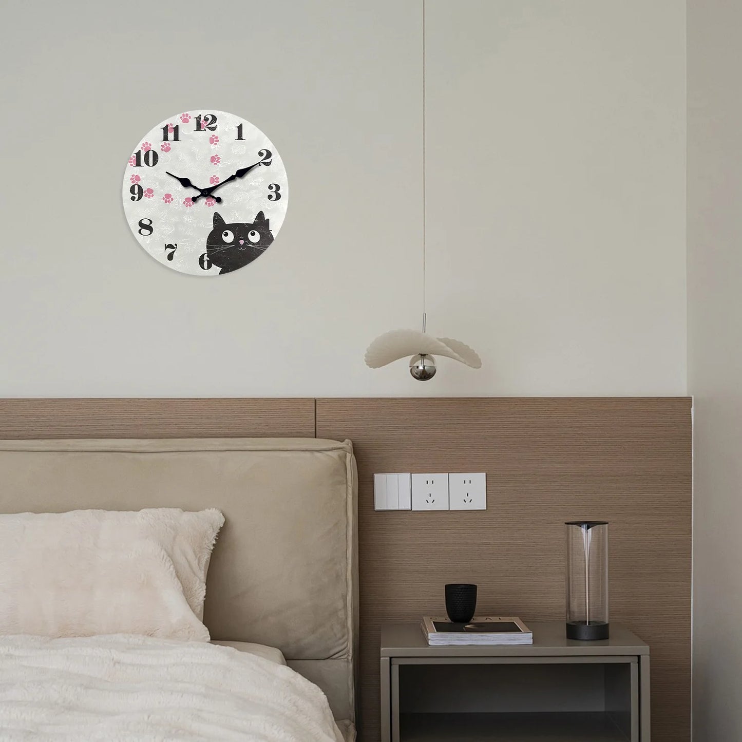 Horloge Chat Noir Empreinte Cœur