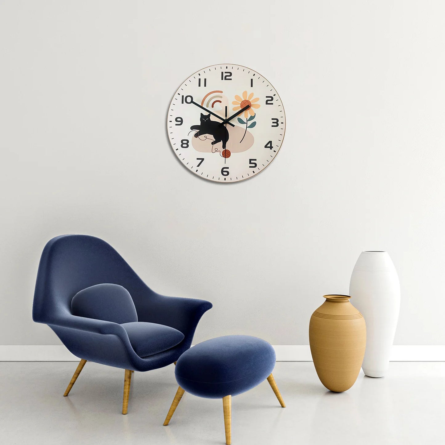 Horloge Chat Noir Style Japonais