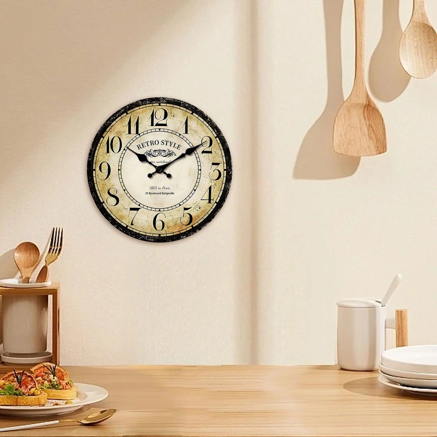 Horloge Murale Vintage Design Horloger Parisien Rétro