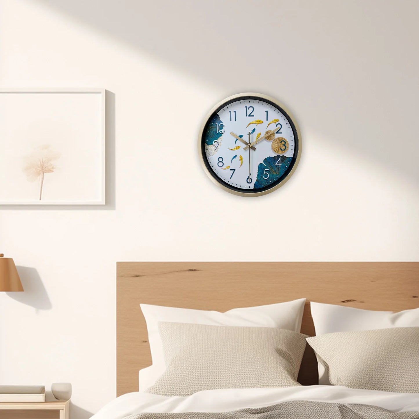 Horloge Décoration Murale Carpes Koï Lotus