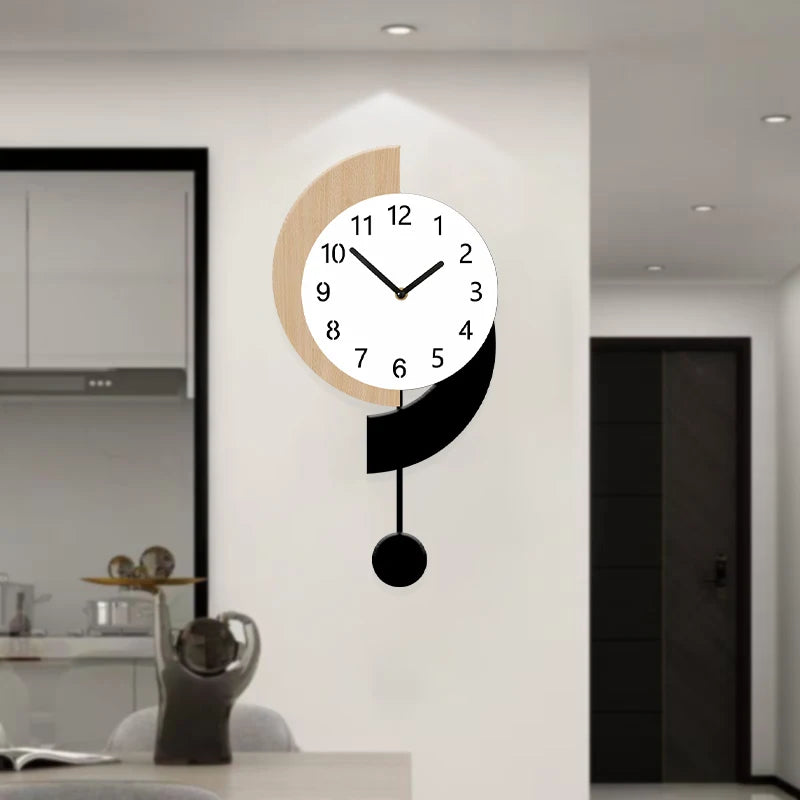 Horloge Murale SilencieuseDesign Moderne avec Balancier Original