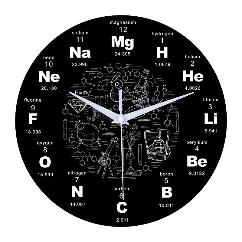 Horloge Murale SilencieuseDesign Périodique Élémentaire