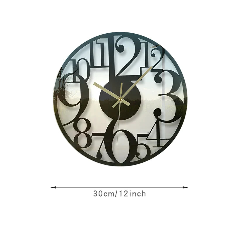 Horloge Murale SilencieuseVerre Rond Décoratif