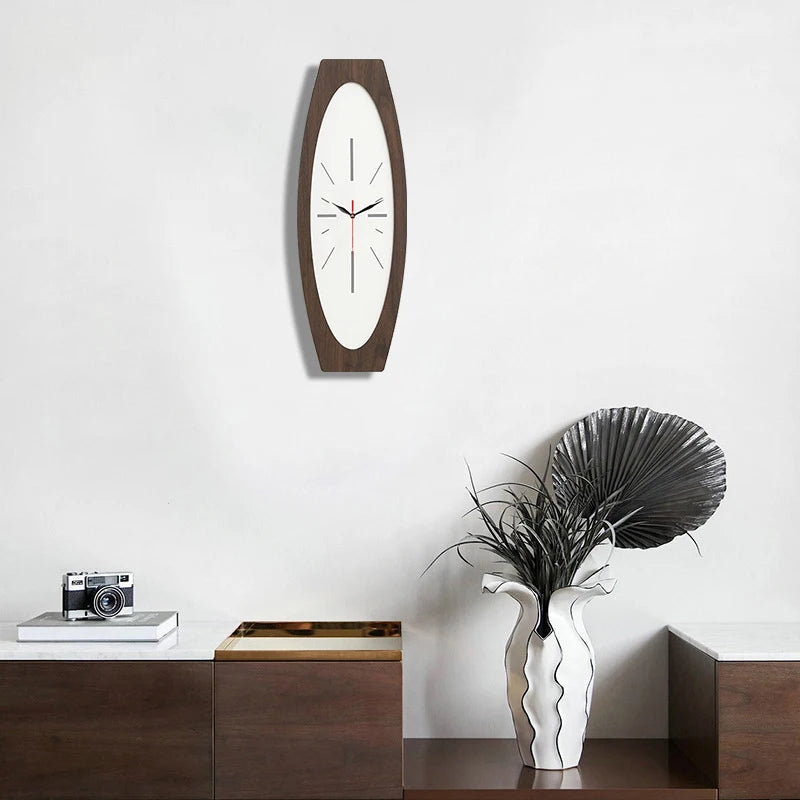 Horloge Murale BoisDesign Ovale Grain de Bois Style Moderne