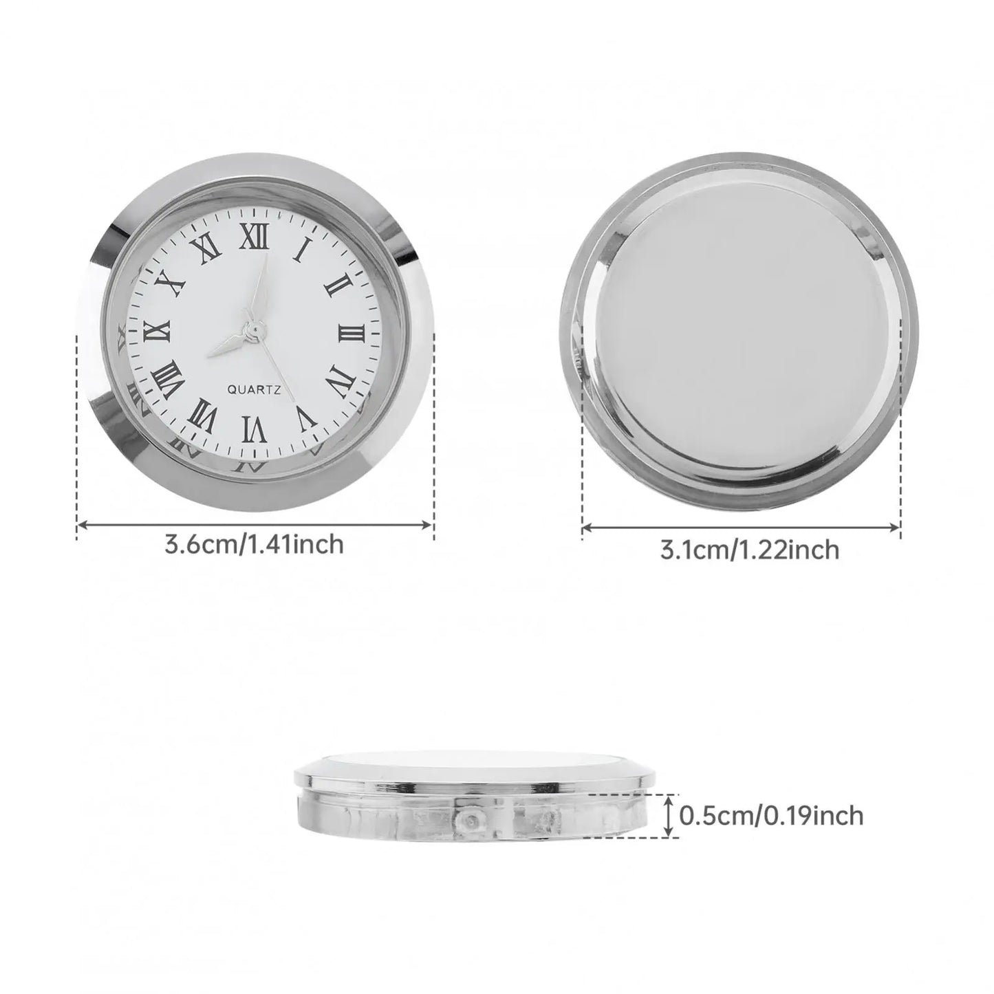 Horloge À Chiffres RomainsMouvement Quartz Argenté 37 mm