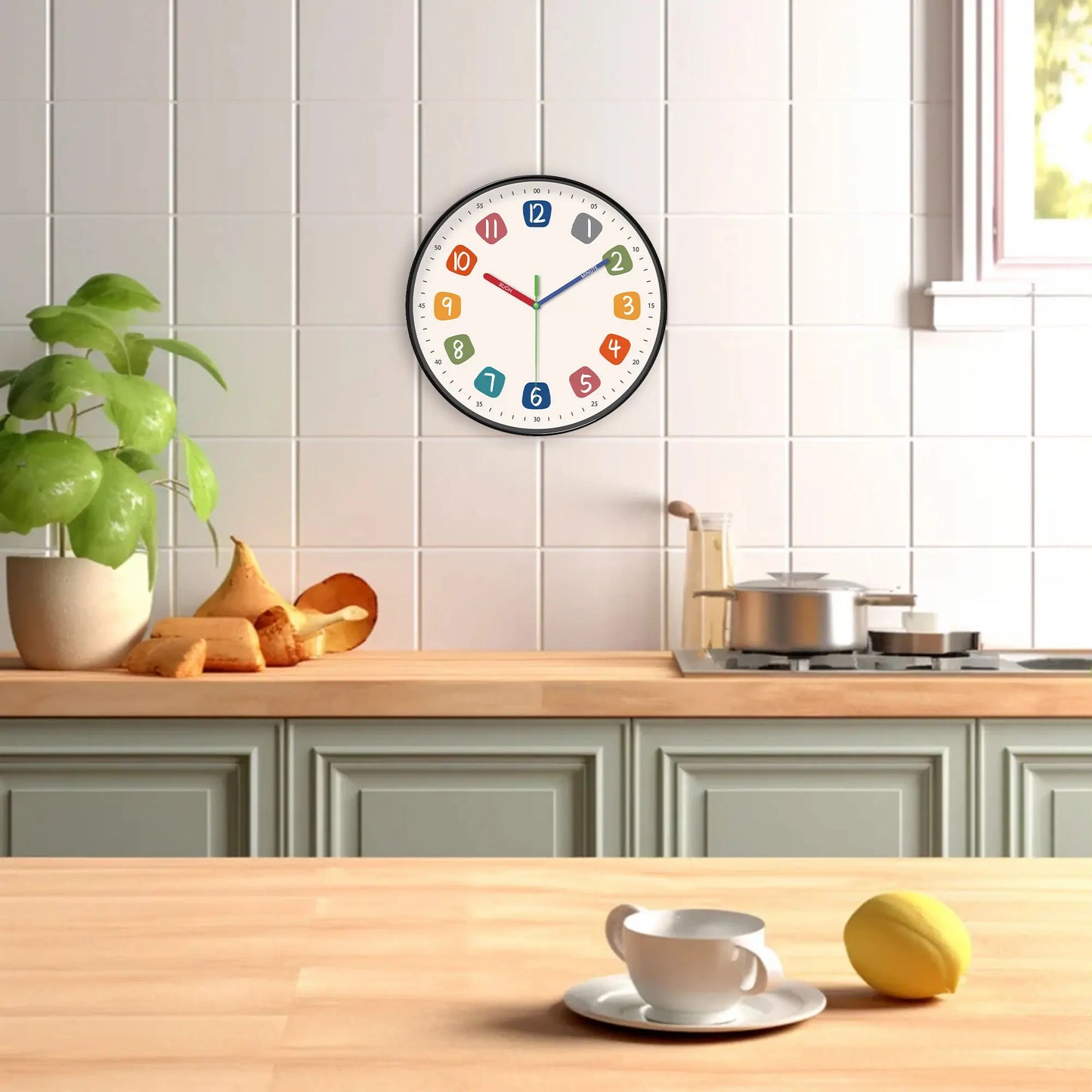 Horloge Enfant Cadran et Aiguilles Colorés Moderne