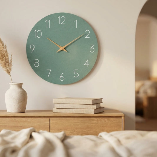 Horloge Murale Silencieuse Vert Olive Minimaliste
