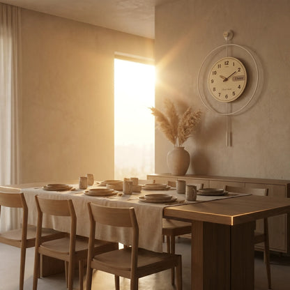 Horloge murale pendule design épuré vue de face fond blanc