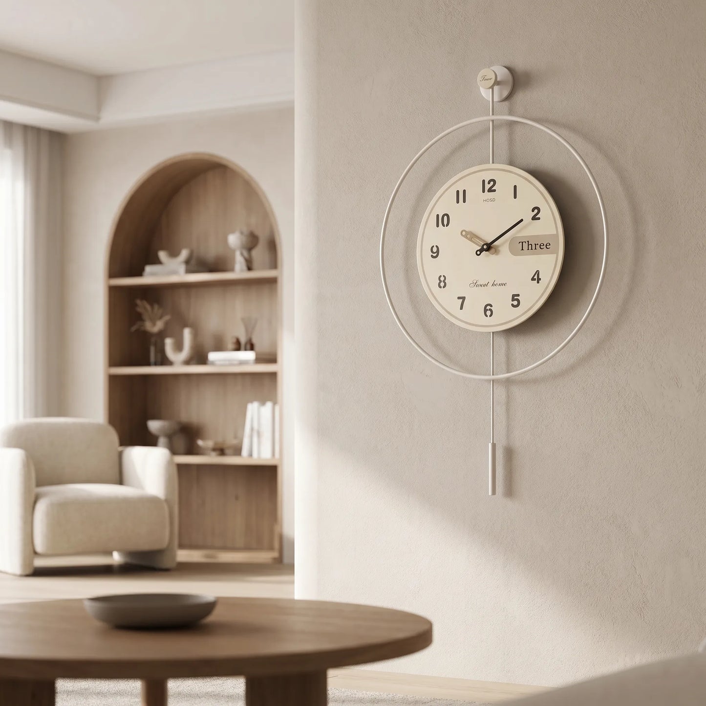 Horloge murale pendule design épuré vue en angle