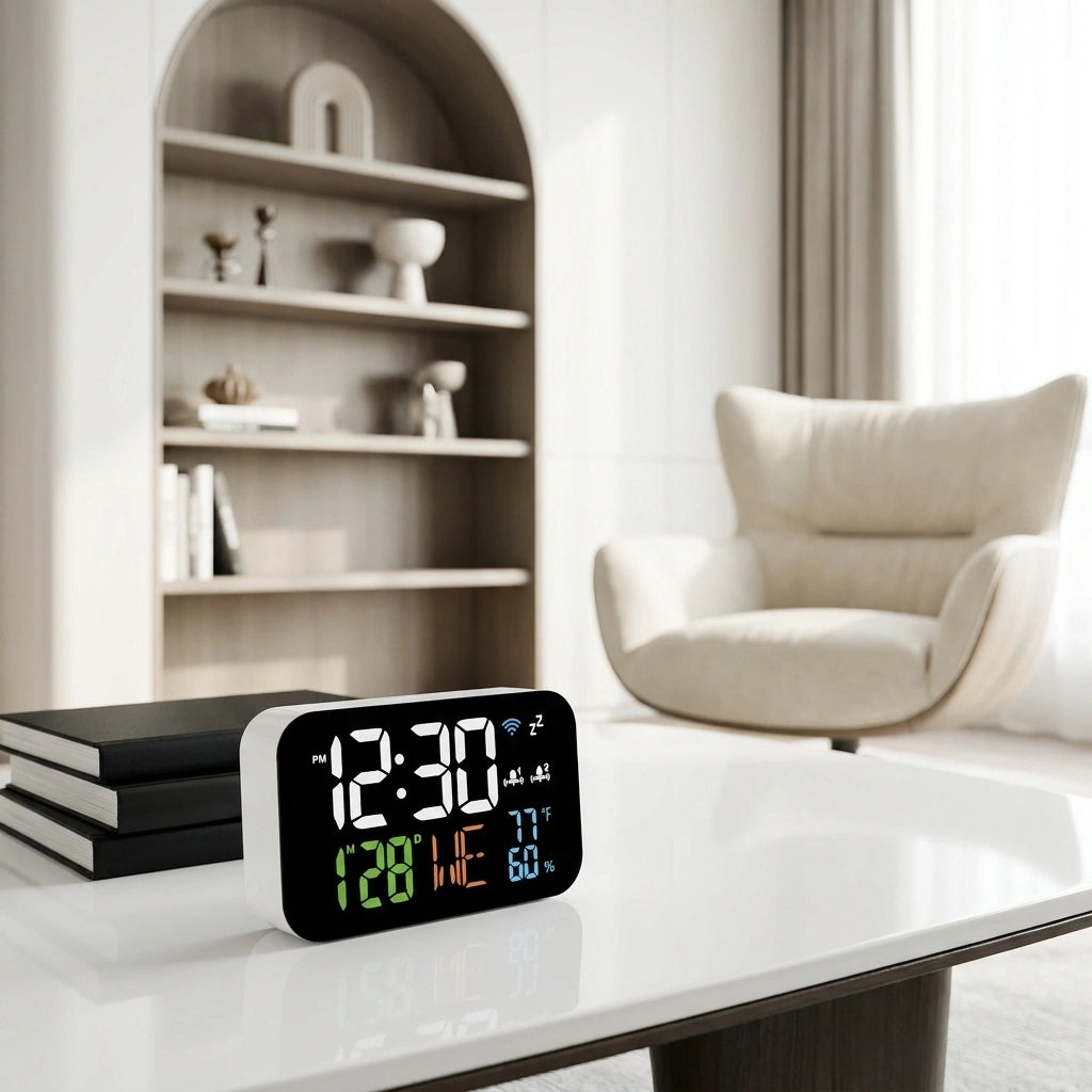Horloge numerique LED WiFi - photo principale table cafe design