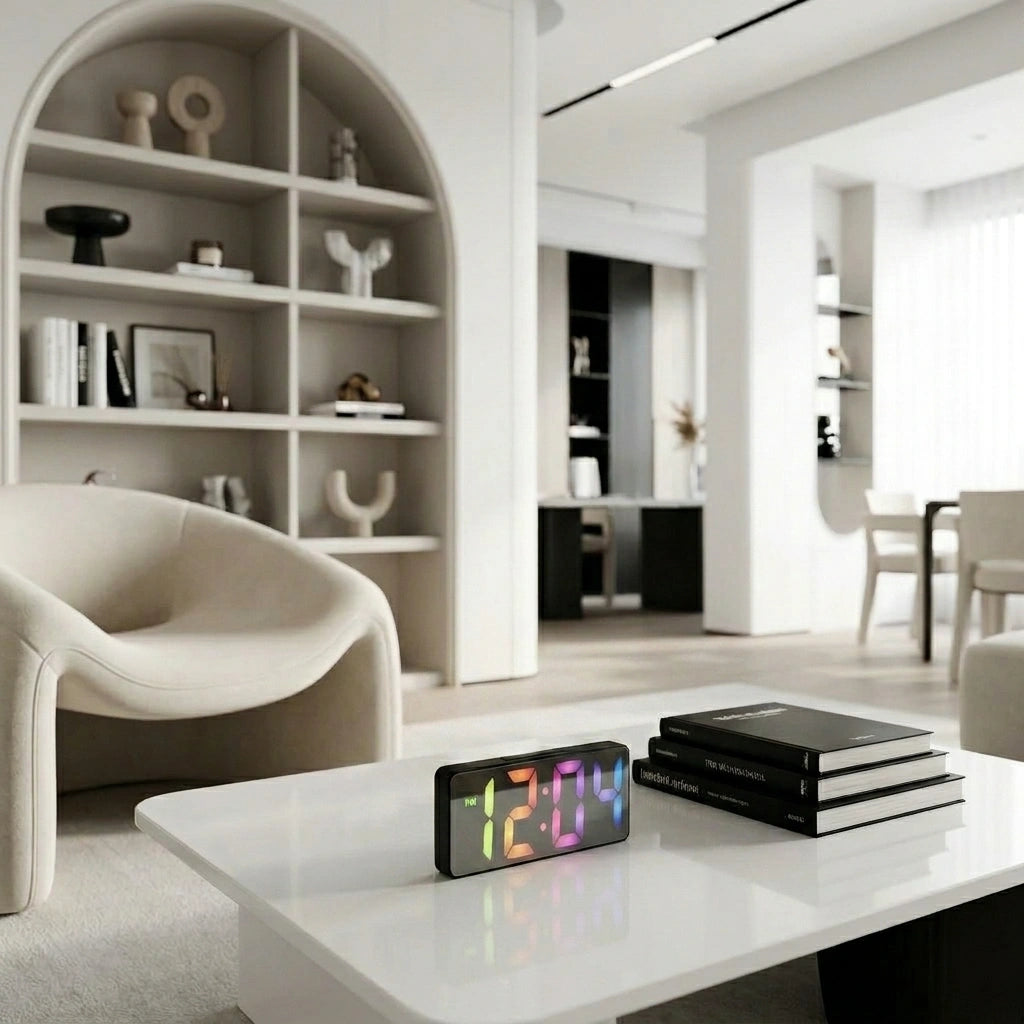 Horloge numerique a poser - vue ensemble design compact moderne