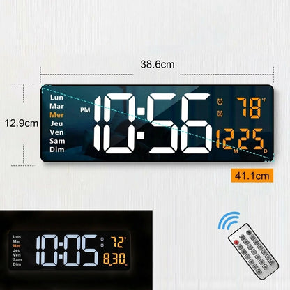 Horloge Murale Numérique  LED Grand Format avec Télécommande