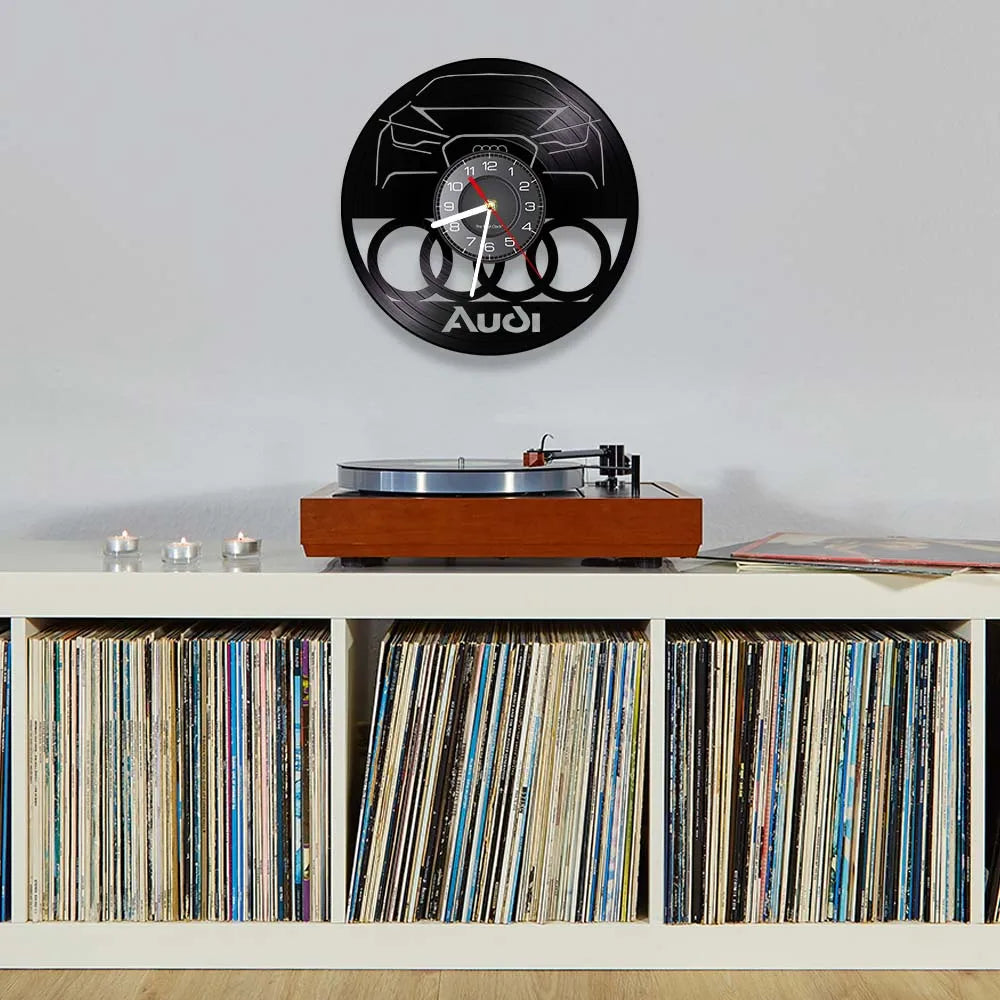 Horloge Murale Vintage  Disque Vinyle Sculpté Garage