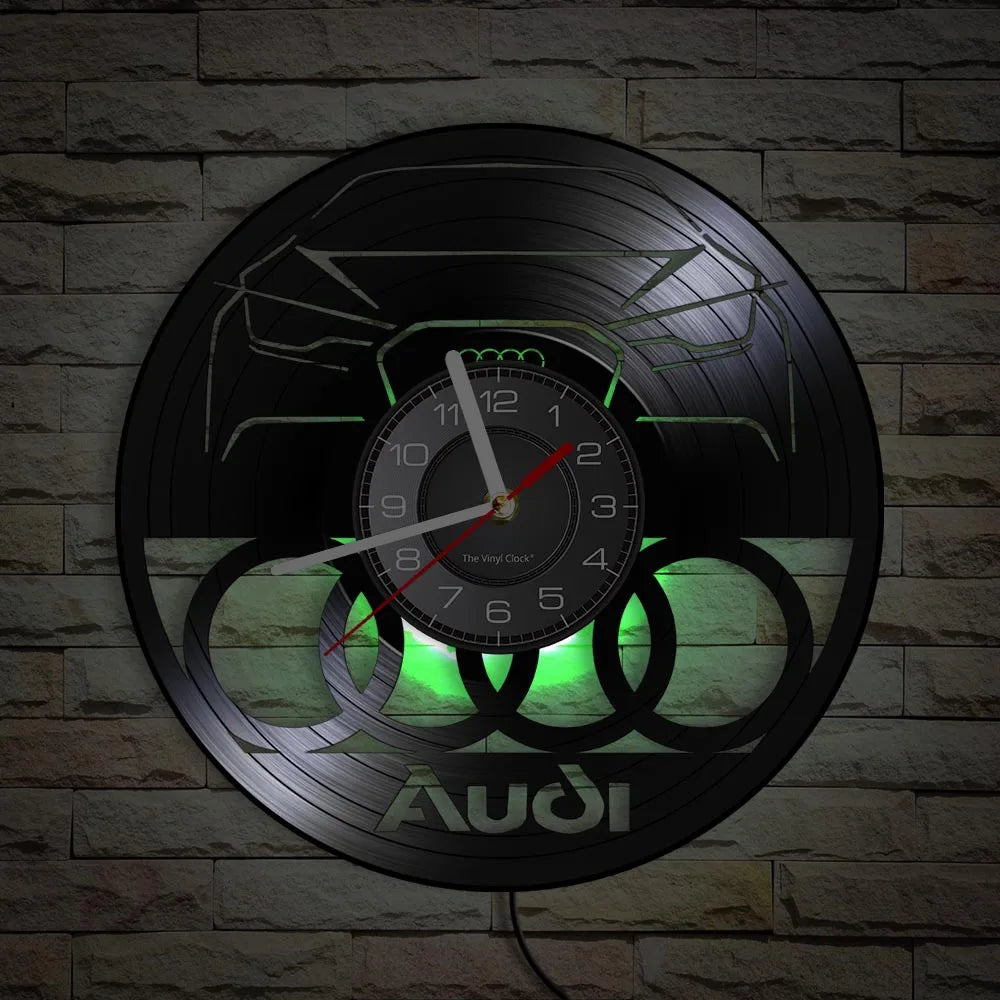 Horloge Murale Vintage  Disque Vinyle Sculpté Garage