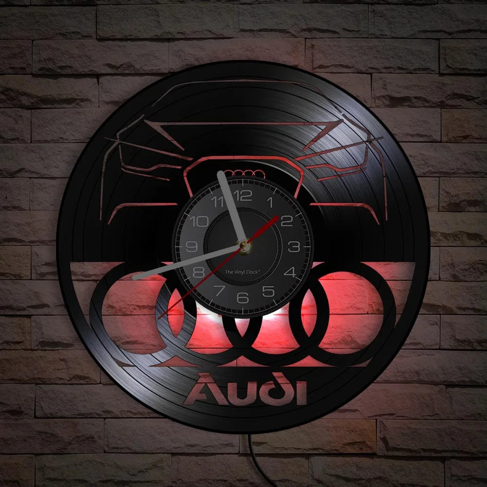 Horloge Murale Vintage  Disque Vinyle Sculpté Garage