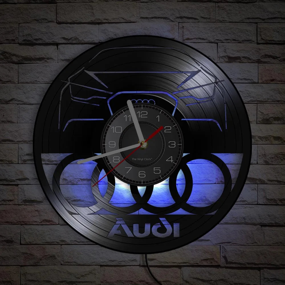 Horloge Murale Vintage  Disque Vinyle Sculpté Garage