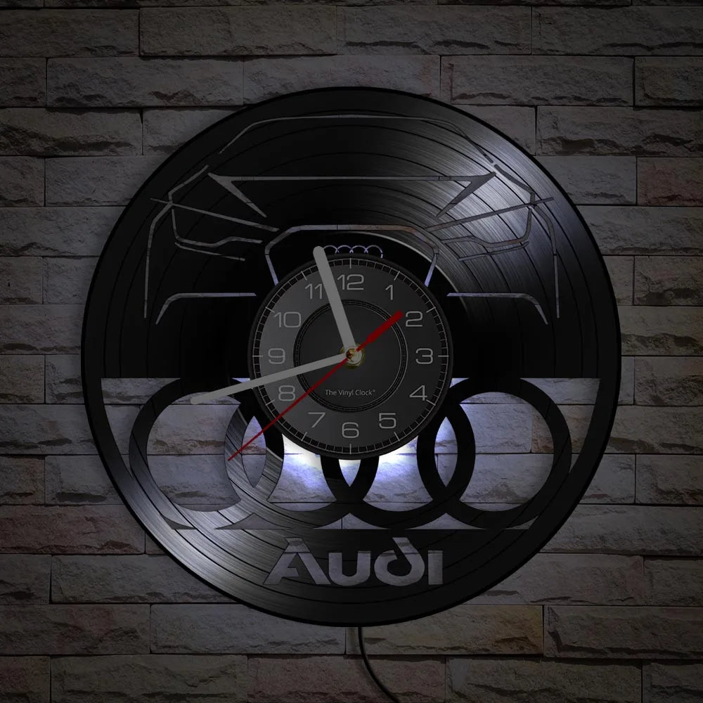 Horloge Murale Vintage  Disque Vinyle Sculpté Garage