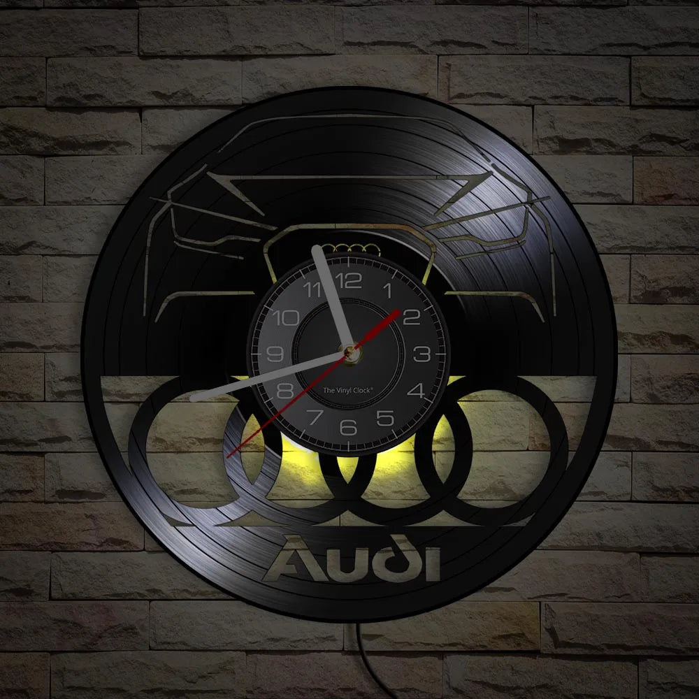 Horloge Murale Vintage  Disque Vinyle Sculpté Garage