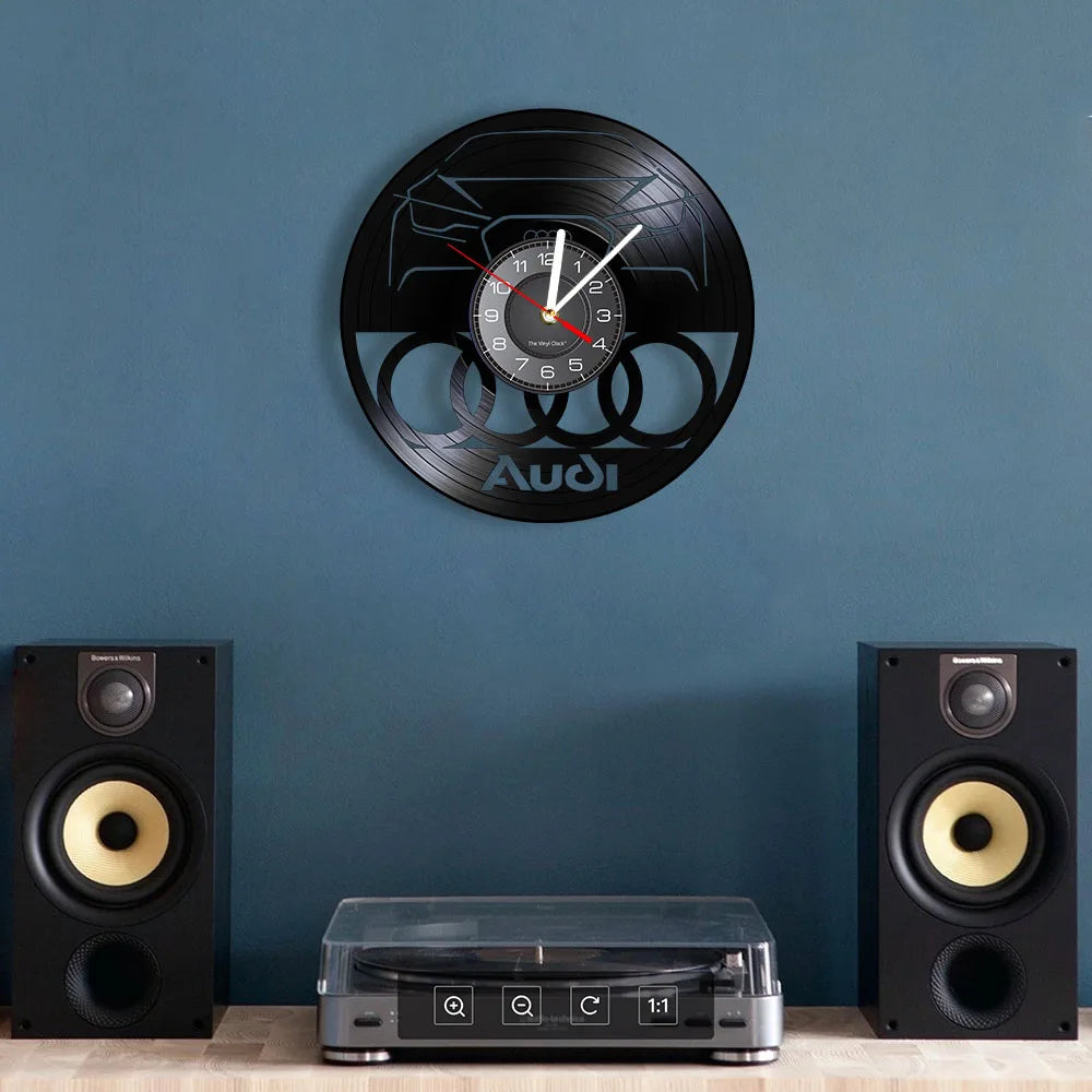 Horloge Murale Vintage  Disque Vinyle Sculpté Garage