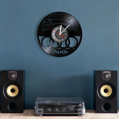 Horloge Murale Vintage  Disque Vinyle Sculpté Garage