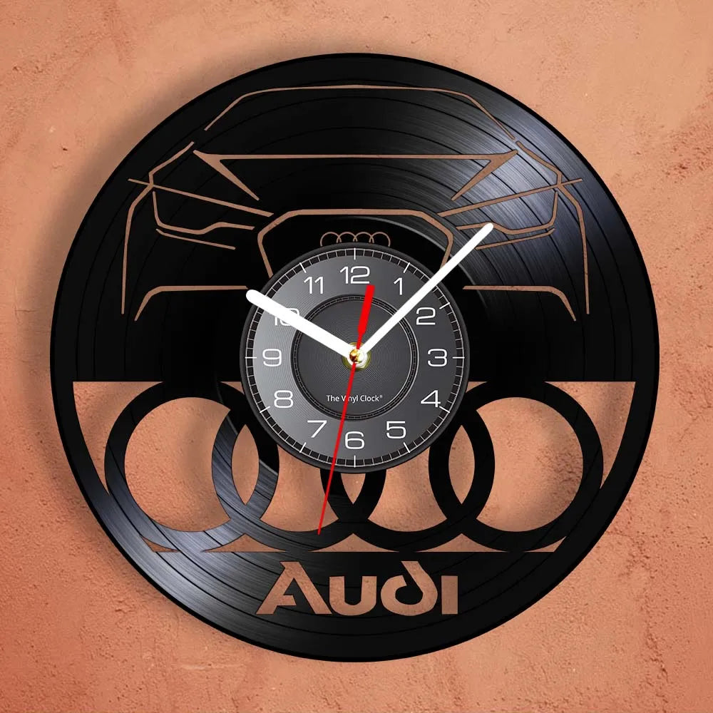 Horloge Murale Vintage  Disque Vinyle Sculpté Garage