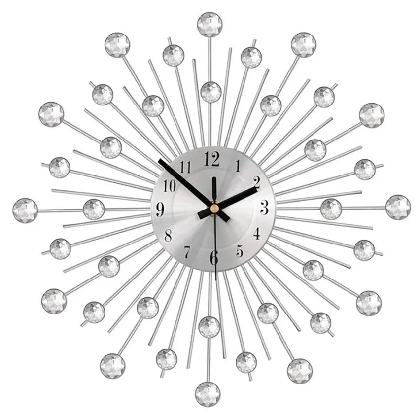Horloge Murale Silencieuse  Métal Brossé avec Diamants