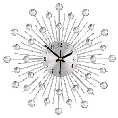Horloge Murale Silencieuse  Métal Brossé avec Diamants
