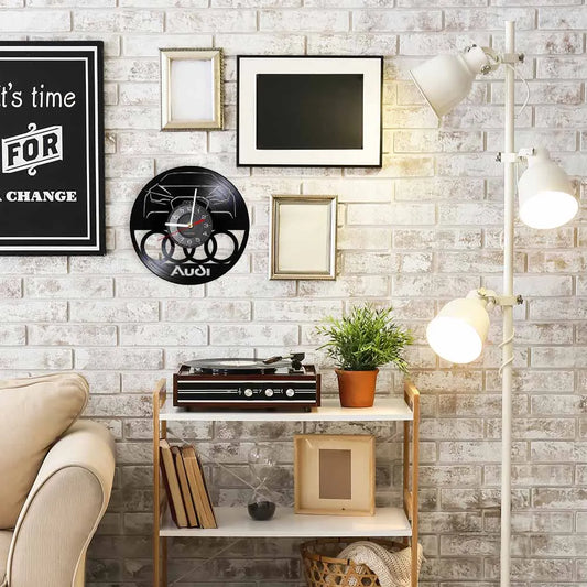 Horloge Murale Vintage  Disque Vinyle Sculpté Garage