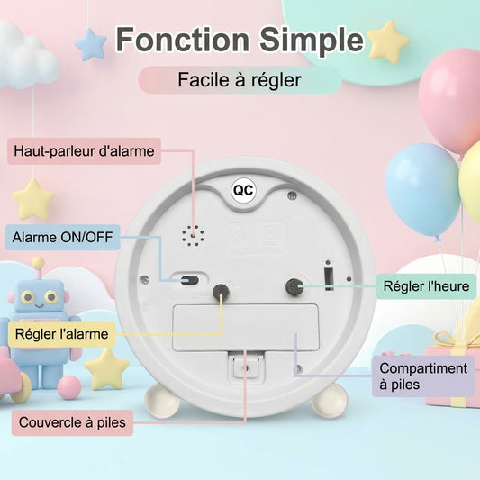 Horloge enfant arc-en-ciel blanc apprentissage de l’heure