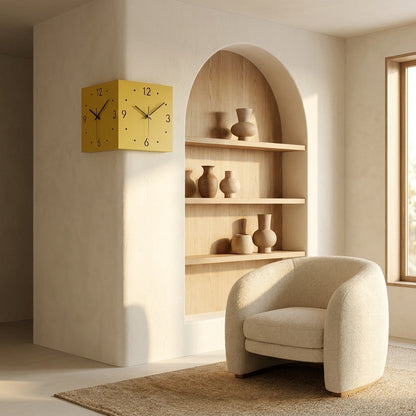Horloge Murale Carrée Double Face Lumineuse