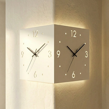 Horloge Murale Carrée Double Face Lumineuse