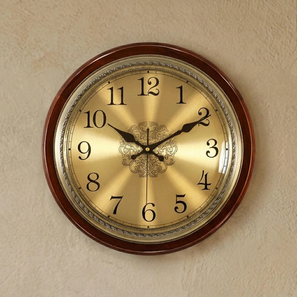 Horloge Murale Silencieuse  Métal Doré Style Nordique Vintage