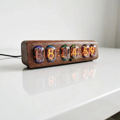Horloge Nixie  Design Rétro à Tubes Ambre LED Moderne