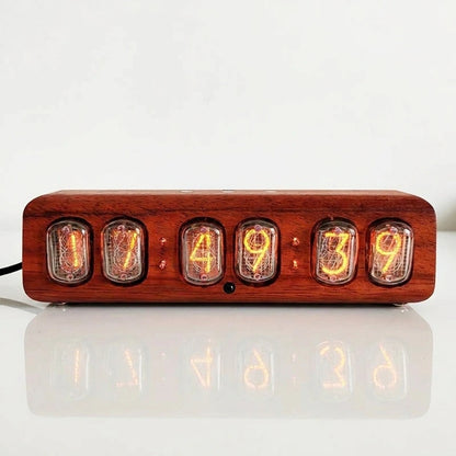 Horloge Nixie  Design Rétro à Tubes Ambre LED Moderne