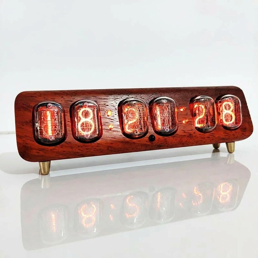 Horloge Nixie  Design Rétro à Tubes Ambre LED Moderne