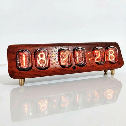 Horloge Nixie  Design Rétro à Tubes Ambre LED Moderne