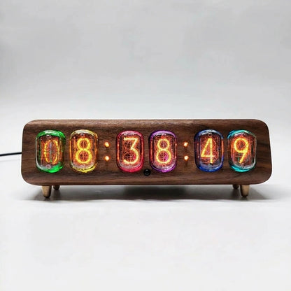 Horloge Nixie  Design Rétro à Tubes Ambre LED Moderne