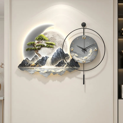 Horloge Pendule LED Paysage Nordique