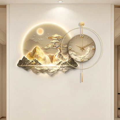 Horloge Pendule LED Paysage Nordique