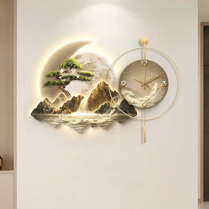 Horloge Pendule LED Paysage Nordique
