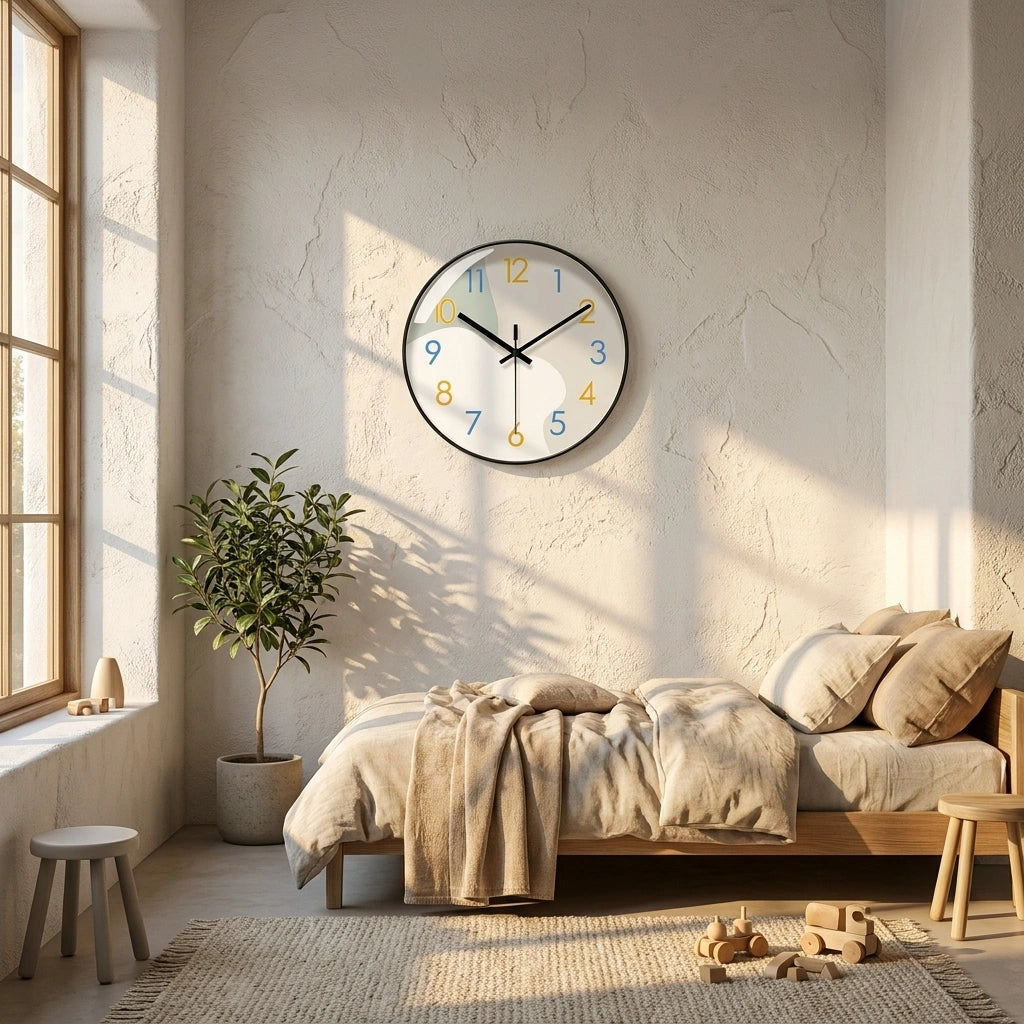 Horloge murale moderne minimaliste - mise en situation chambre enfant