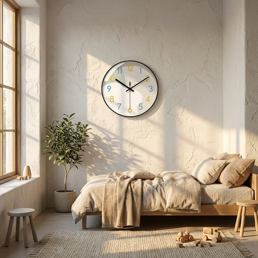 Horloge murale moderne minimaliste - mise en situation chambre enfant
