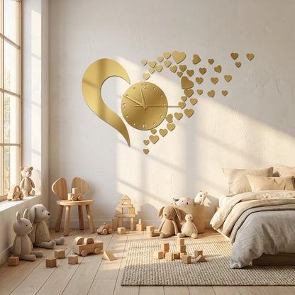 Horloge coeur acrylique miroir - chambre enfant vue secondaire