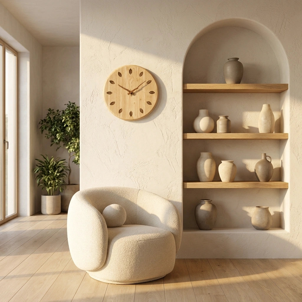 Horloge Murale Bois  Style Japonais Épuré