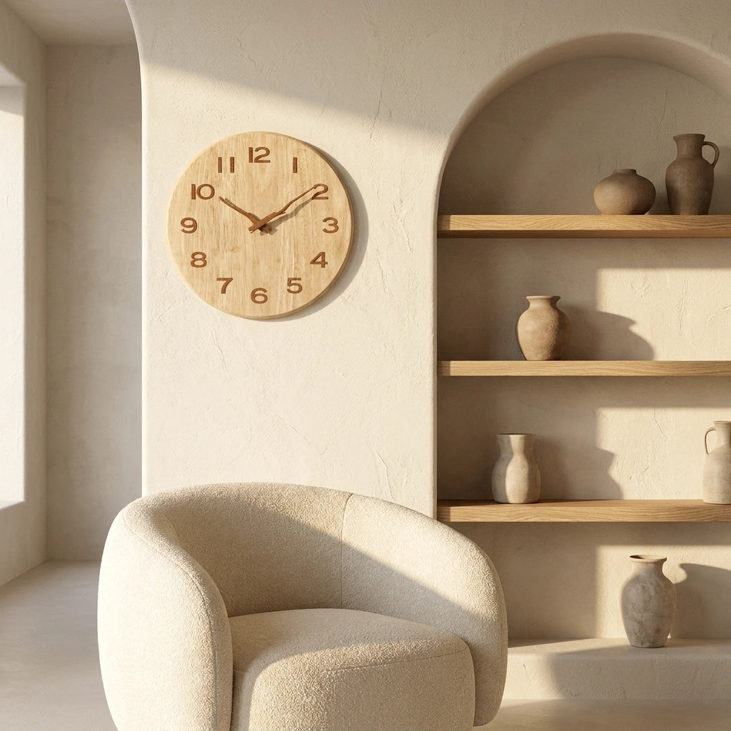 Horloge Murale Bois  Style Japonais Épuré