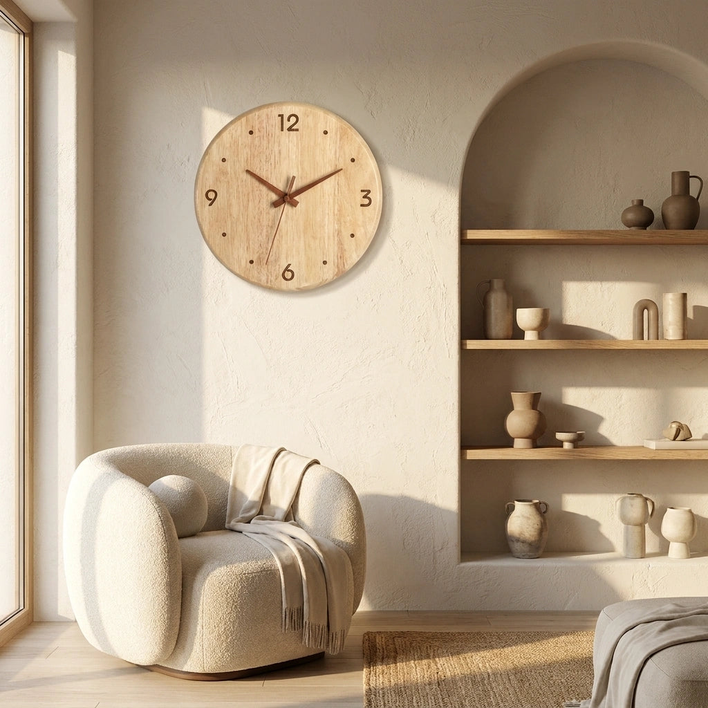 Horloge Murale Bois  Style Japonais Épuré