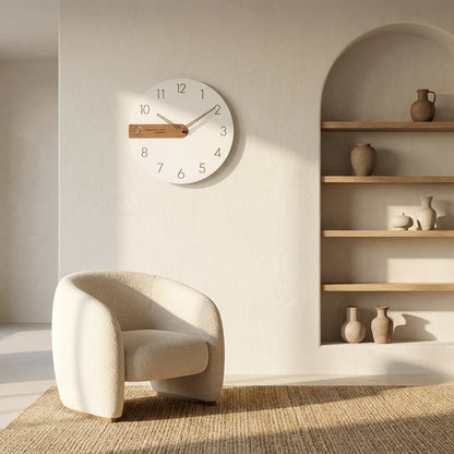 Horloge murale moderne bois creative - mise en situation salon 3